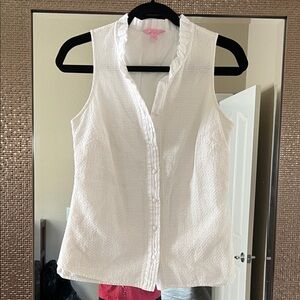Lilly Pulitzer White Textured Sleeveless Blouse